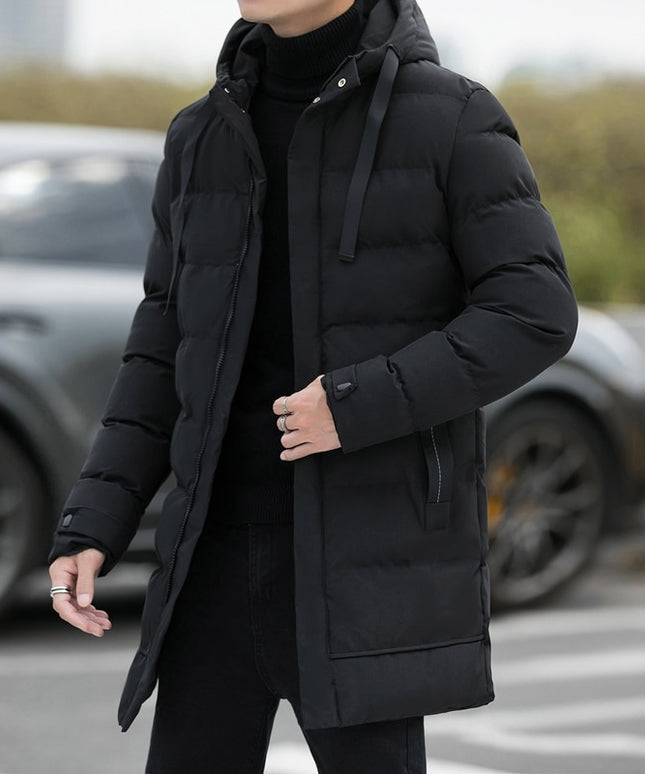 Męska kurtka zimowa długa z kapturem