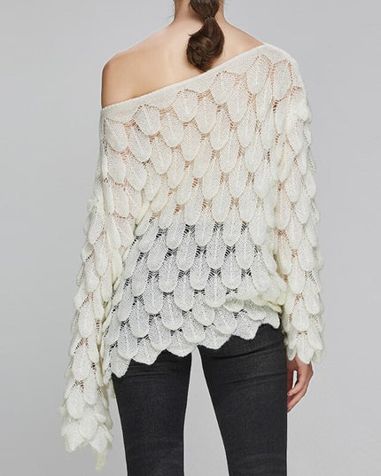 Damski sweter dziergany na jedno ramię