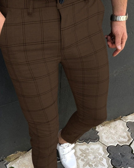 Męskie spodnie chinosy w kratkę