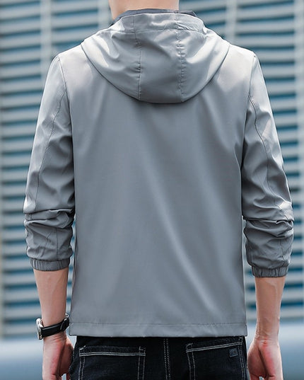 Męska kurtka przejściowa wiatrówka z kapturem