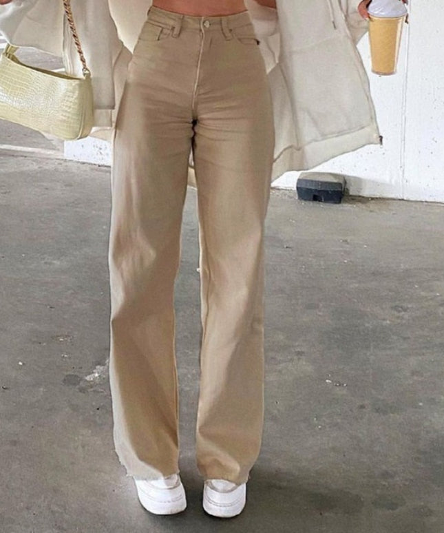 Damskie spodnie sztruksowe z szerokimi nogawkami