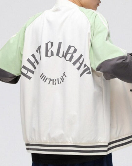 Męska kurtka przejściowa bomberka bejsbolówka z kontrastowymi rękawami