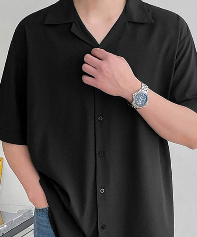 Męska koszula letnia jednolita z gładkiego materiału