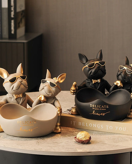 Figurka funkcjonalna buldog francuski z miseczką i haczykiem