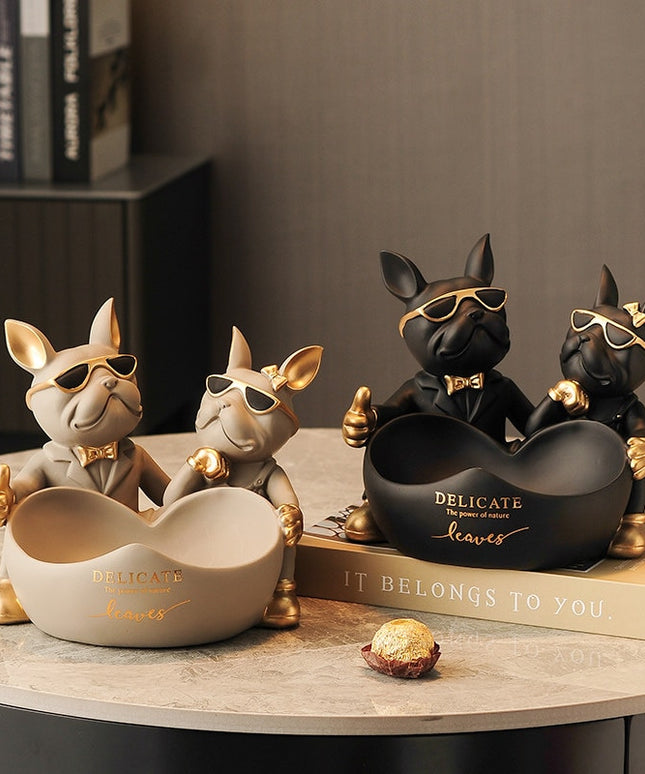 Figurka funkcjonalna buldog francuski z miseczką i haczykiem