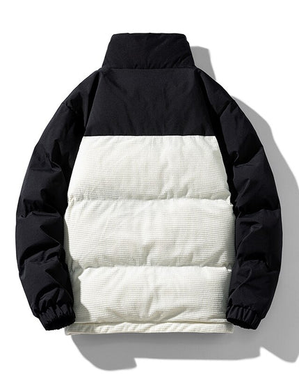Męska kurtka zimowa puchowa z kontrastowymi kolorami