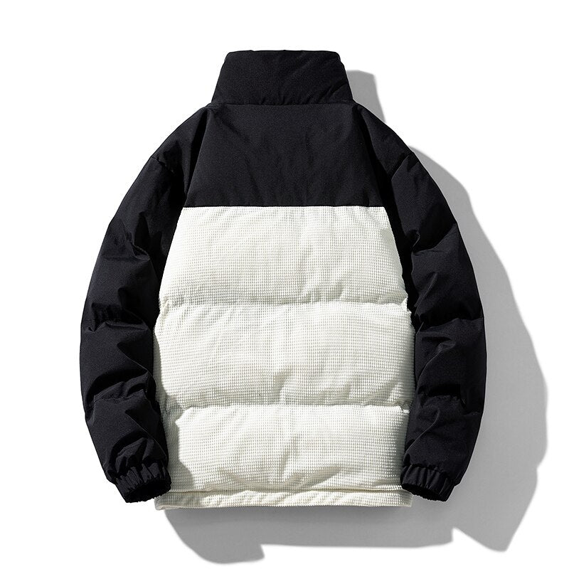 Męska kurtka zimowa puchowa z kontrastowymi kolorami