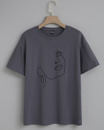 Damski T-shirt z nadrukiem z minimalistycznym motywem