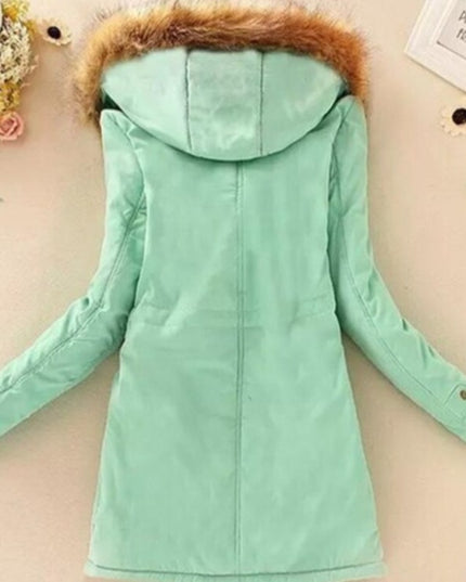 Damska kurtka zimowa z kapturem o kroju parki