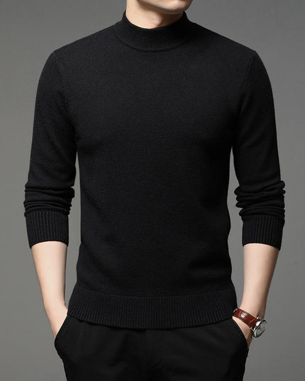 Męski sweter z półgolfem z gładkiej tkaniny