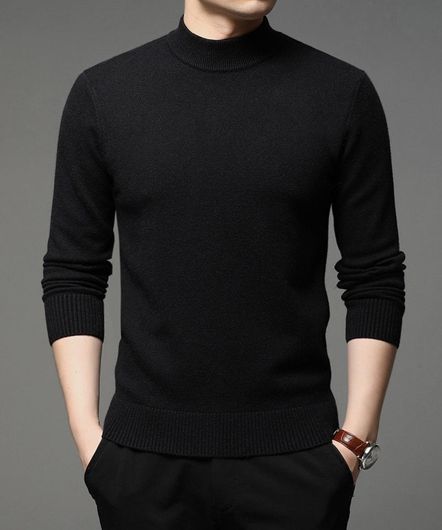 Męski sweter z półgolfem z gładkiej tkaniny