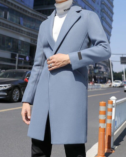 Męski elegancki płaszcz z kieszeniami