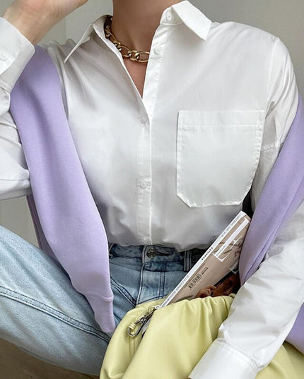 Damska koszula oversize z kieszonką