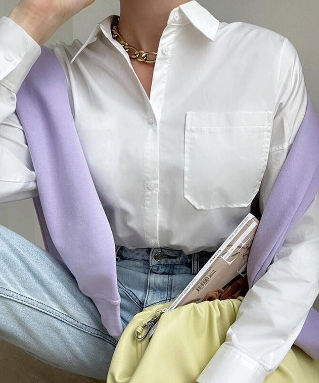 Damska koszula oversize z kieszonką