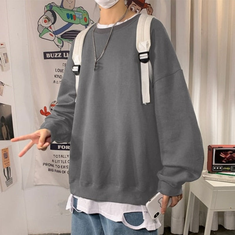 Męska bluza oversize bez kaptura w pastelowych kolorach