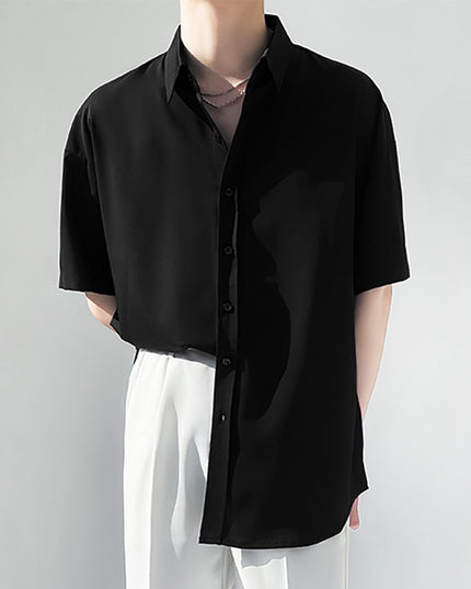 Męska koszula letnia oversize z gładkiej tkaniny