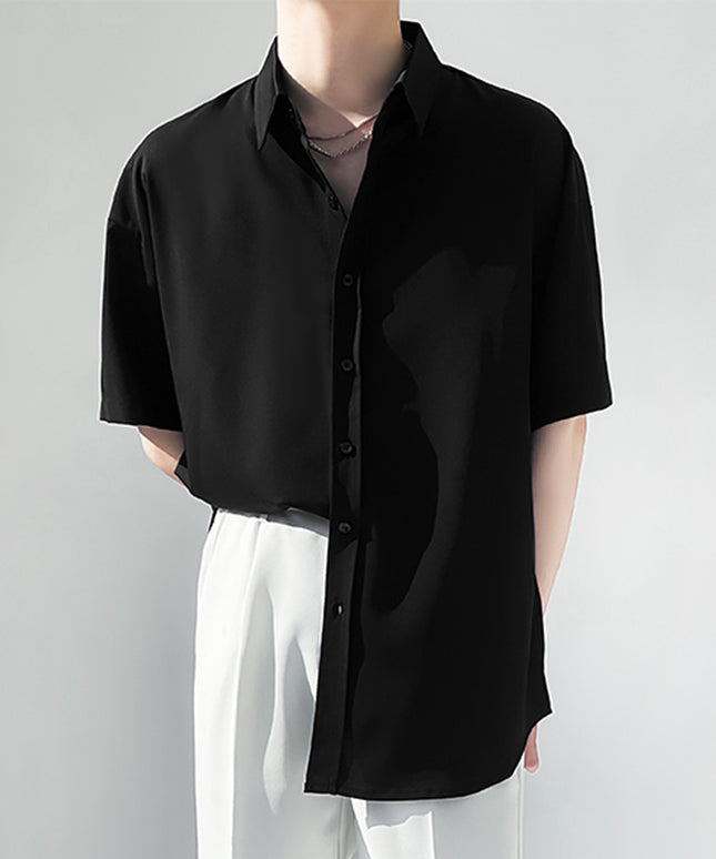 Męska koszula letnia oversize z gładkiej tkaniny