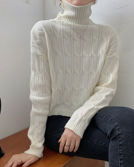 Damski sweter teksturowany z golfem