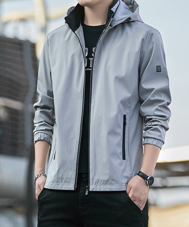 Męska kurtka przejściowa wiatrówka z kapturem