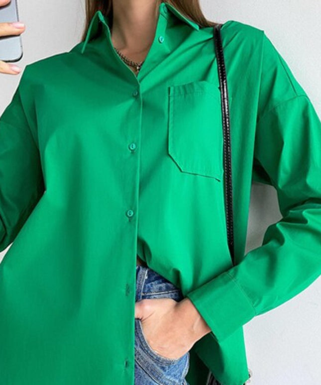 Damska koszula oversize z kieszonką