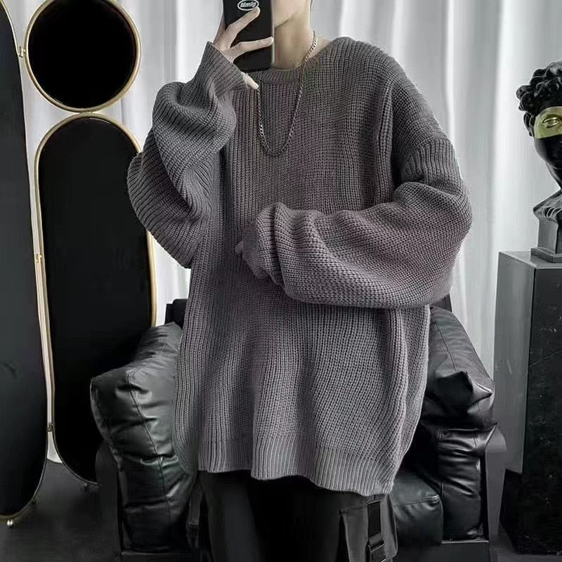 Męski sweter z dekoltem w łódkę o kroju oversize