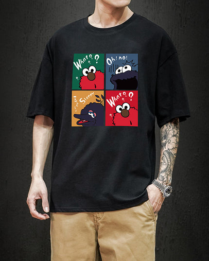 Męski T-shirt z kreskówkowym motywem