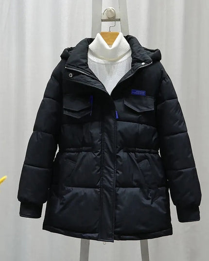 Damska kurtka zimowa taliowana z kapturem