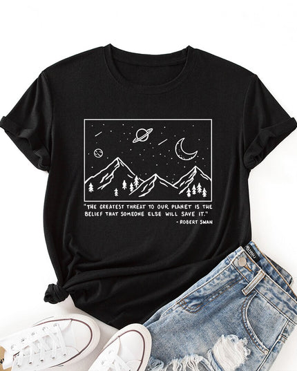 Damski T-shirt z nadrukiem z motywem nocnego nieba