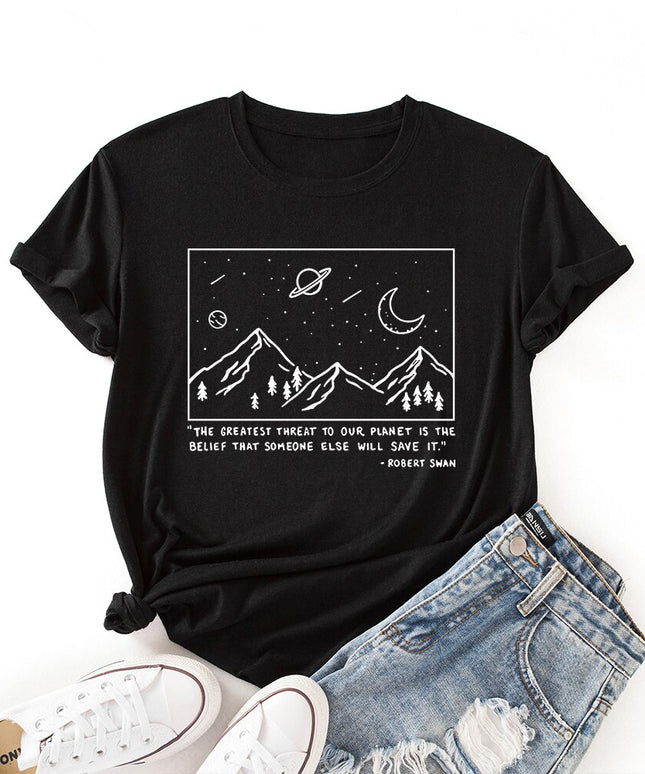 Damski T-shirt z nadrukiem z motywem nocnego nieba