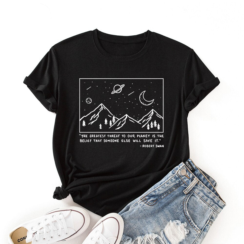 Damski T-shirt z nadrukiem z motywem nocnego nieba
