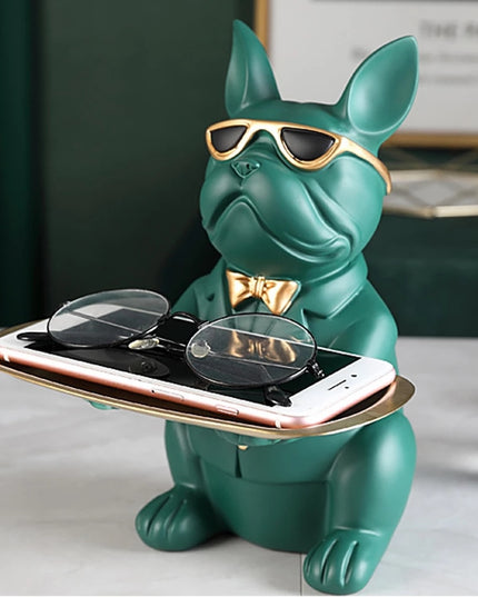 Figurka funkcjonalna buldog francuski z dużą tacą