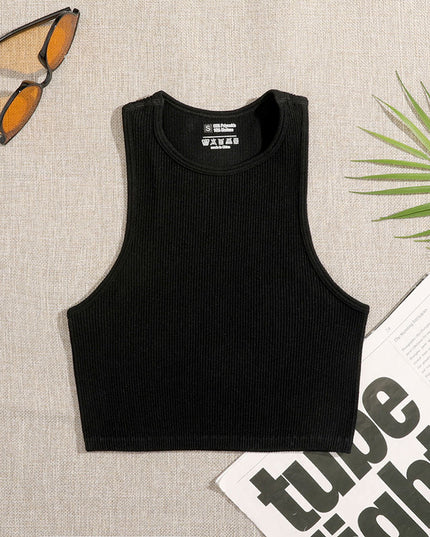 Damski top crop z prążkowanego materiału