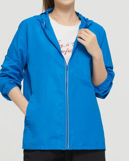 Damska kurtka przejściowa przeciwdeszczowa cienka z kapturem