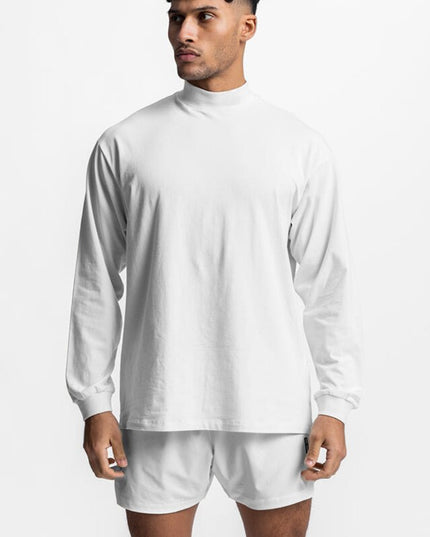 Męska koszulka z długim rękawem z półgolfem o luźnym kroju