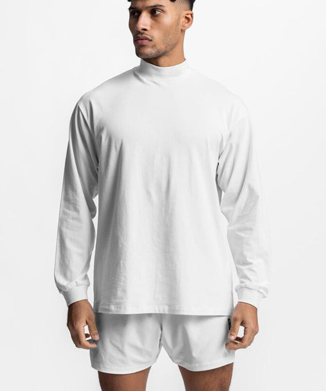 Męska koszulka z długim rękawem z półgolfem o luźnym kroju