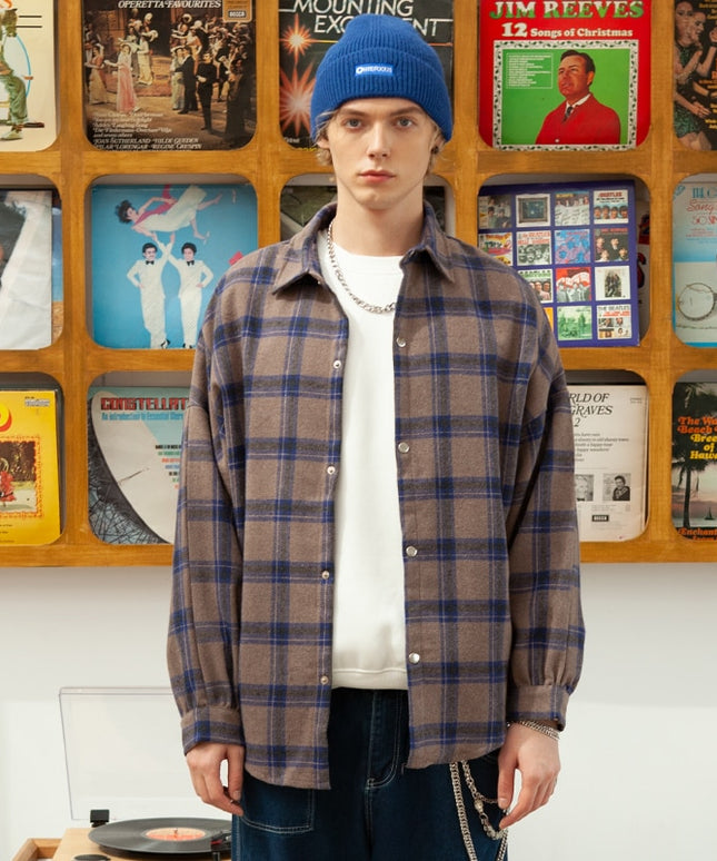 Męska koszula gładka o kroju oversize