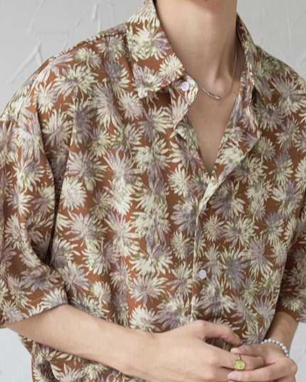 Męska koszula letnia oversize w kwiaty