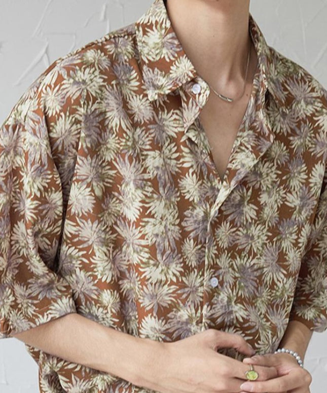 Męska koszula letnia oversize w kwiaty