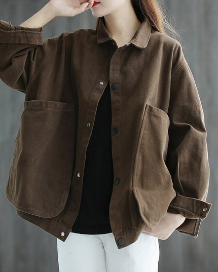 Damska kurtka przejściowa oversize z dużymi kieszeniami