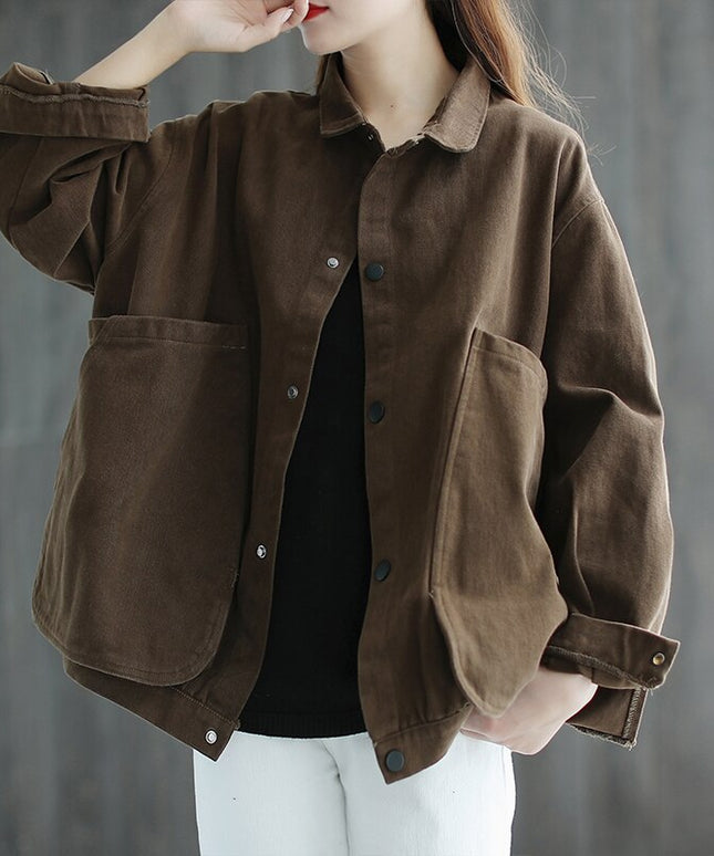 Damska kurtka przejściowa oversize z dużymi kieszeniami