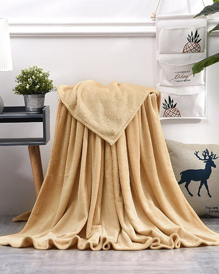 Koc zimowy ciepły z polaru w jednolitych kolorach