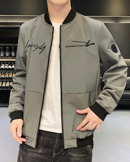 Męska kurtka przejściowa bomberka z napisem z przodu