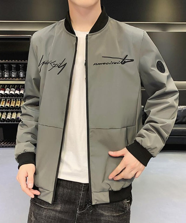 Męska kurtka przejściowa bomberka z napisem z przodu