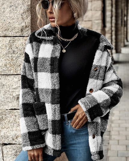 Damska kurtka przejściowa koszulowa w kratkę