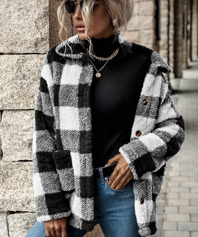 Damska kurtka przejściowa koszulowa w kratkę