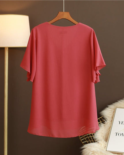 Damski T-shirt elegancki ze zwiewnego materiału