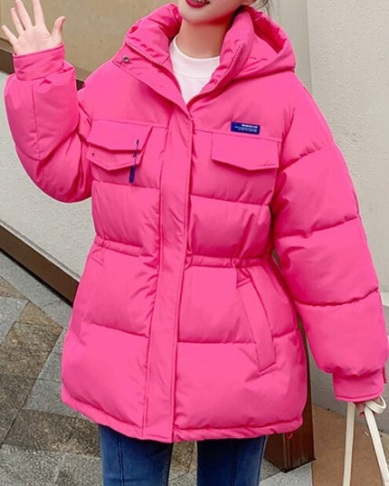 Damska kurtka zimowa taliowana z kapturem