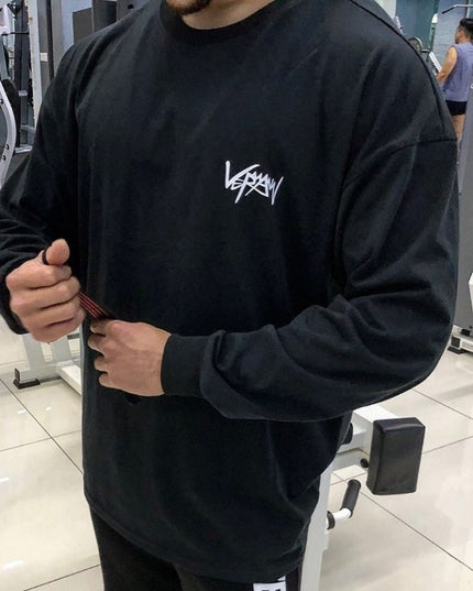 Męska koszulka z długim rękawem sportowa z napisem