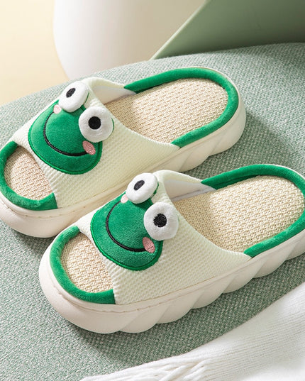 Komfortowe klapki na platformie z motywem żaby