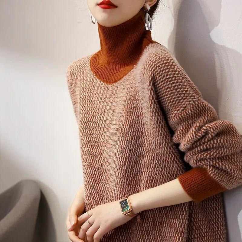 Damski sweter z golfem o kroju oversize